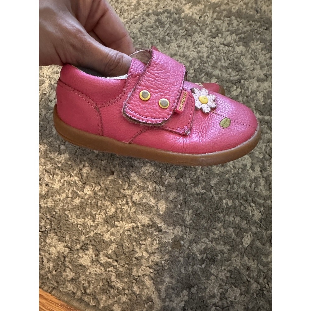 Pediped Flex 6-6.5 (22) Girls Mary Janes Pink Fluffy Flower